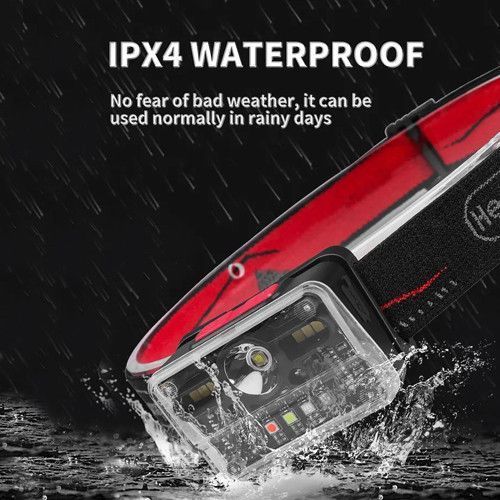 Фонарь налобный M-006-XPG+8SMD+4SMD(white+red+green+blue+UV), Motion Sensor 0068 фото
