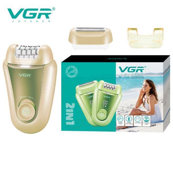 Епілятор 2 в 1 VGR V-758, Gold, 2 насадки 7580 фото