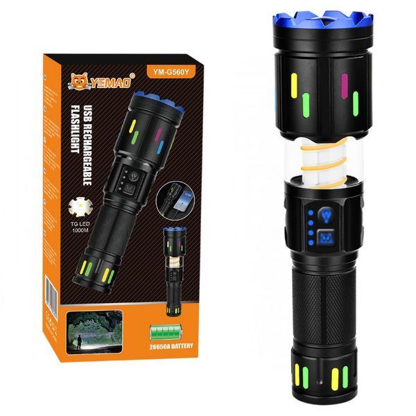 Тактический фонарь YEMAO YM-G560Y, 1200LM, аккумулятор 26650 (5000 mAh), функция лампы 11241 фото