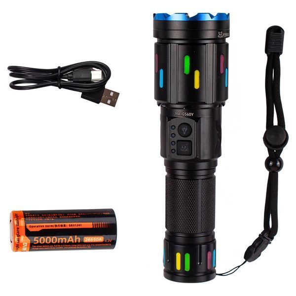 Тактический фонарь YEMAO YM-G560Y, 1200LM, аккумулятор 26650 (5000 mAh), функция лампы 11241 фото
