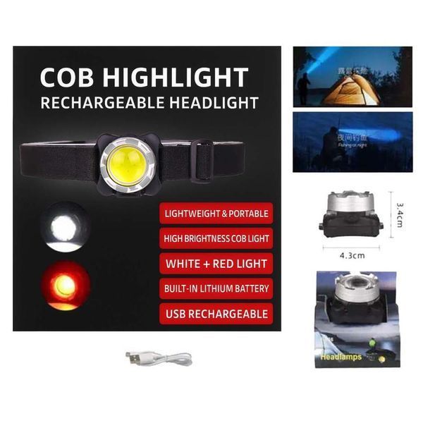 Ліхтар налобний BL-F006-COB(White+Red), ЗП Type-C, Li-Ion акумулятор, Box 0064 фото