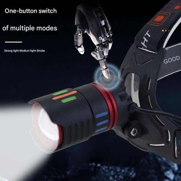 Фонарь налобный night vision fluorescence CT012-3Q-TG, 3x18650, ЗУ Type-C, Power Bank, zoom, Box 01233 фото