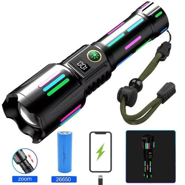 Фонарь night vision fluorescence W515-PM10-TG, индикация заряда, Power Bank, 1x26650, ЗУ Type-C, zoom 51511 фото