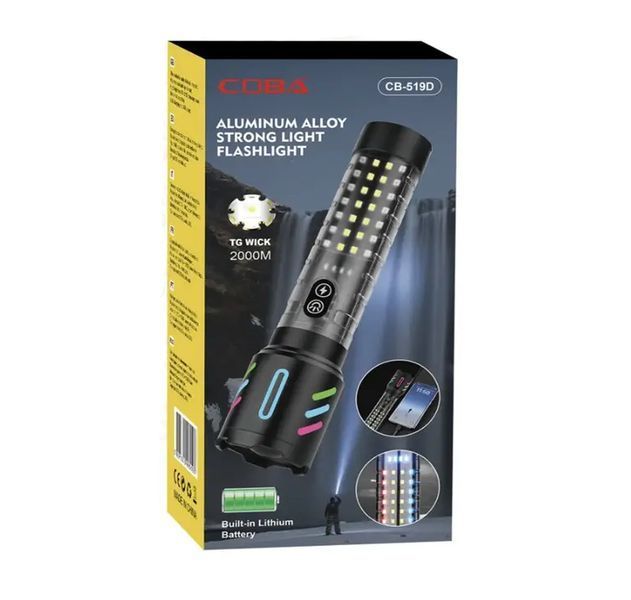 Ліхтар ручний COBA CB-W519B-TG, power bank, Type-C 5190 фото