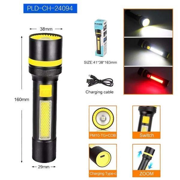 Ліхтар ручний 24094-WHITE LASER LED PM10-TG+COB(White+Red), Li-Ion акумулятор, ЗП Type-C, zoom 24094 фото
