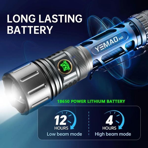 Тактичний ліхтар YEMAO YM-А60, 1200LM, акумулятор 18650 (3200 mAh) 11228 фото