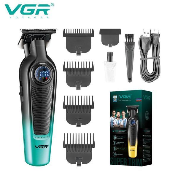 Тример для стрижки VGR V-996 Green, 4 насадки, LED display 99640 фото