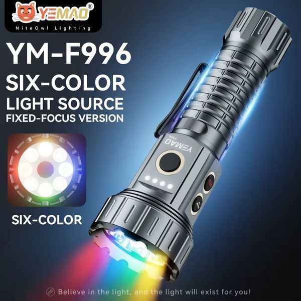 Фонарь ручной YEMAO YM-F996 8LED(RGB), 1x21700, ЗУ Type-C, колпачек, магнит 12050 фото