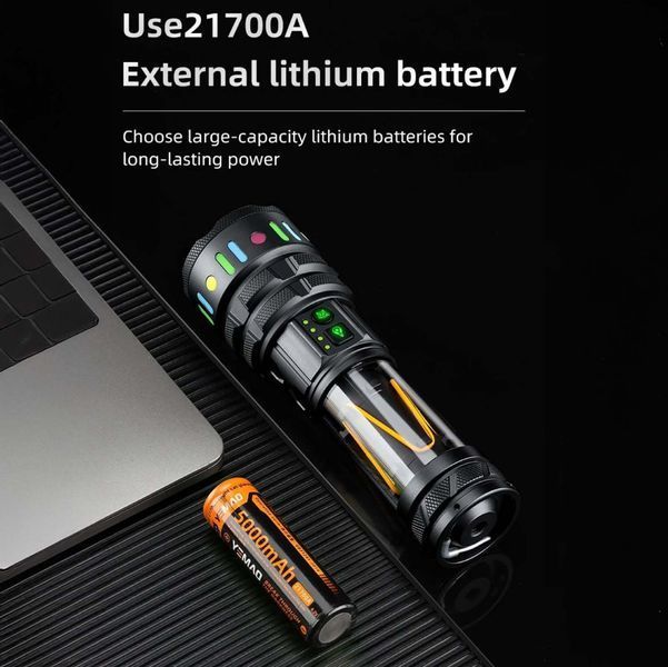 Ліхтар ручнийй YEMAO YM-A5 TG 30W, 1x21700, Power Bank, ЗУ Type-C, zoom, функція лампи 12004 фото
