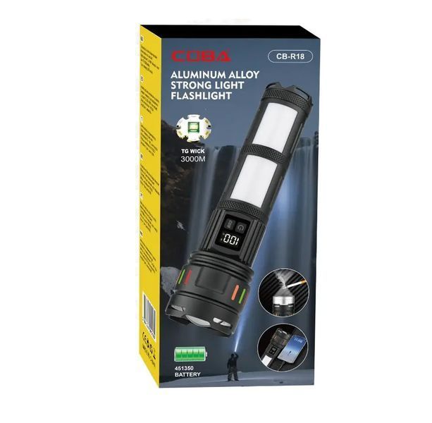 Ліхтар ручний COBA CB-R18, power bank, zoom, Type-C 18611 фото