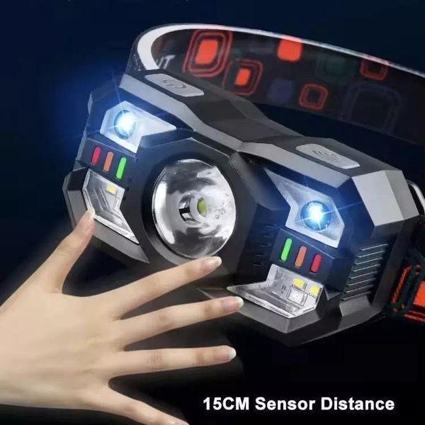 Фонарь налобный XS-09-LM+6SMD(WHITE+RED), Motion Sensor, Li-Ion аккум., ЗУ Type-C 0961 фото