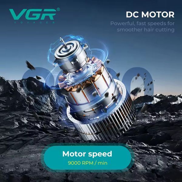 Тример для стрижки VGR V-299 BLUE, 4 насадки, 9000RPM, 2000 mAh, 5 рівнів швидкості, LED display 2992 фото