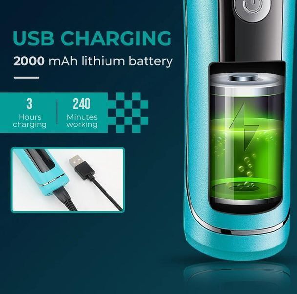 Тример для стрижки VGR V-299 BLUE, 4 насадки, 9000RPM, 2000 mAh, 5 рівнів швидкості, LED display 2992 фото