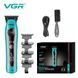 Тример для стрижки VGR V-299 BLUE, 4 насадки, 9000RPM, 2000 mAh, 5 рівнів швидкості, LED display 2992 фото 2