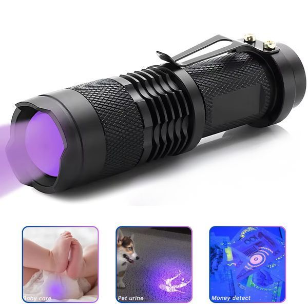 Фонарь K11-395UV, 1хАА/1x14500, 1 РЕЖИМ, zoom, зажим 11395 фото