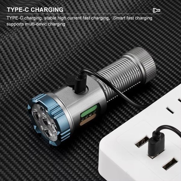 Фонарь ручно YEMAO YM-F555X 5P35+4LED(RED+BLUE), 1x18650/18500, ЗУ Type-C, магнит, зажим 12032 фото