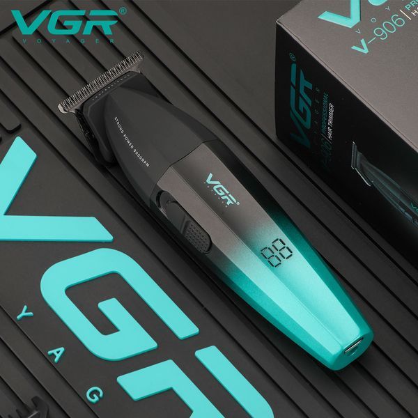 Триммер для стрижки VGR V-906 GREEN, 3 насадки, керамическое лезвие, TURBO режим, LED display 9063 фото