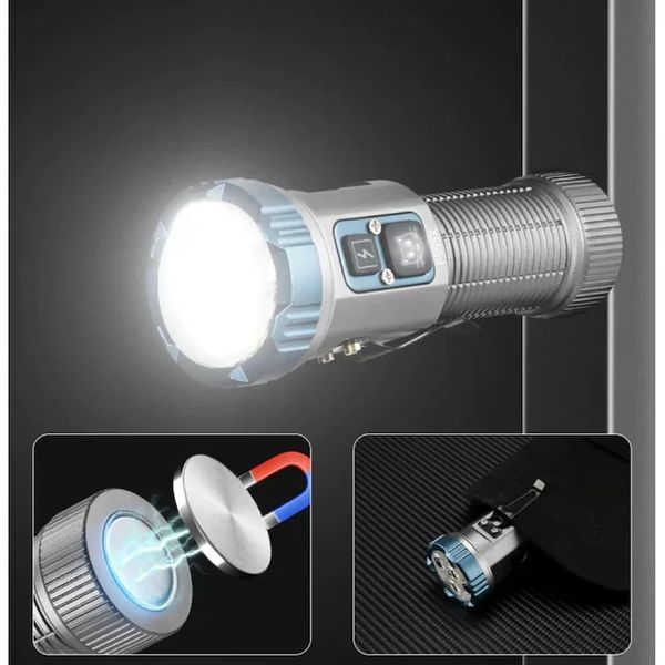 Фонарь ручно YEMAO YM-F555X 5P35+4LED(RED+BLUE), 1x18650/18500, ЗУ Type-C, магнит, зажим 12032 фото