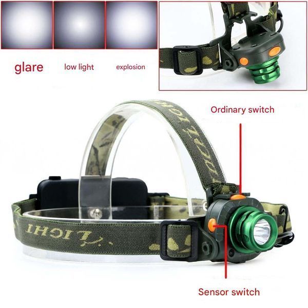 Фонарь налобный 6616-T6, Motion Sensor, ЗУ 220/12V, 1x18650, zoom 6616 фото