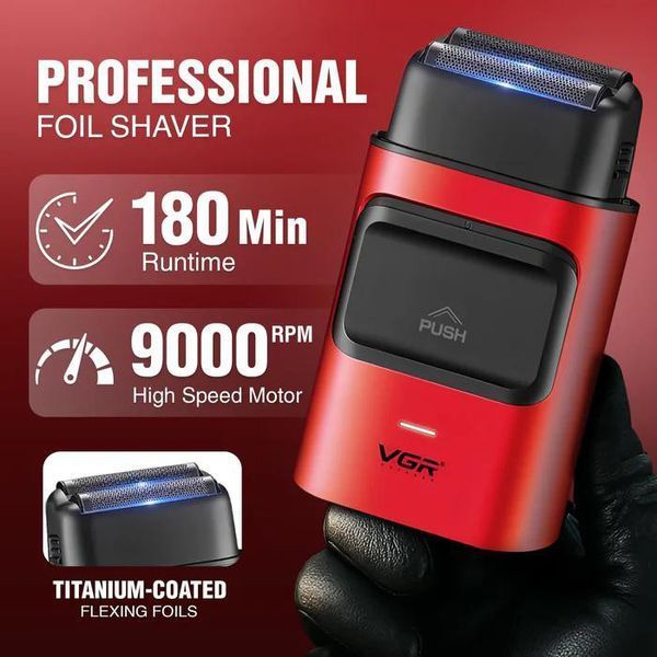 Електробритва VGR V-307, Red шейвер, подвійне лезо, 2000mAh, 9000 RPM 3071 фото