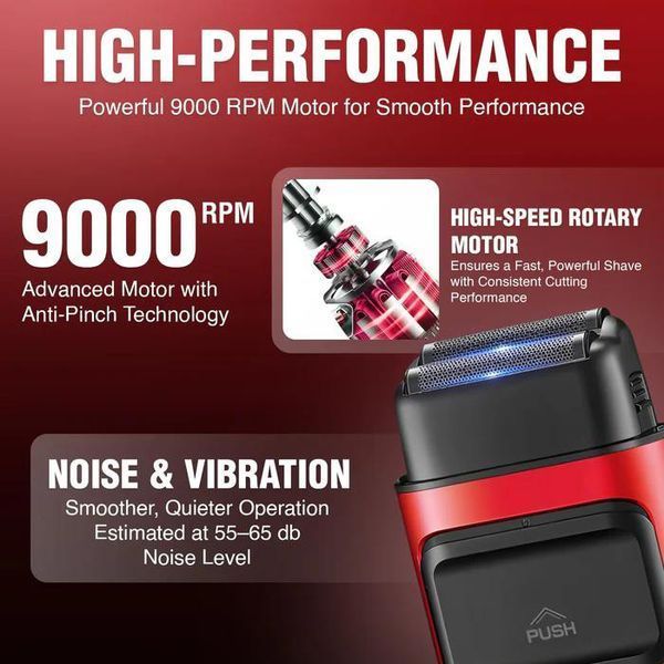 Електробритва VGR V-307, Red шейвер, подвійне лезо, 2000mAh, 9000 RPM 3071 фото