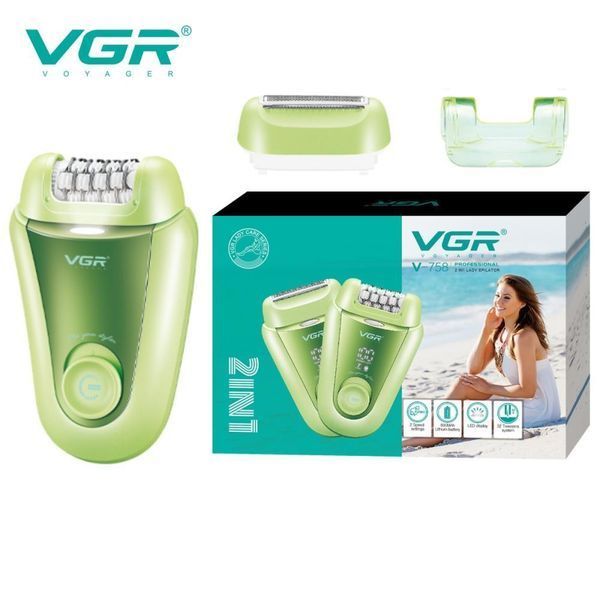 Эпилятор 2 в 1 VGR V-758, Green, 2 насадки 758 фото